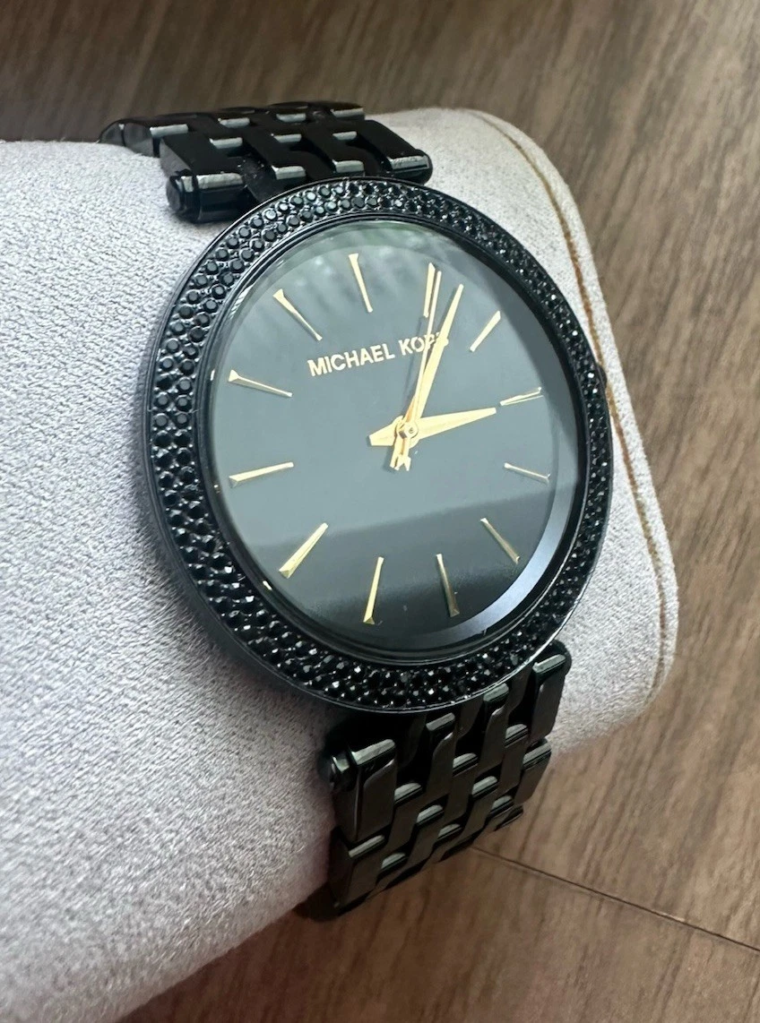 Nuovo Orologio Donna Michael Kors MK3337 Darci Quadrante Nero Bracciale Acciaio Inox