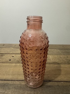 Jardots Hobnail Beaded Pattern Pink Glass Vase / Bottle Screw Top 1970s