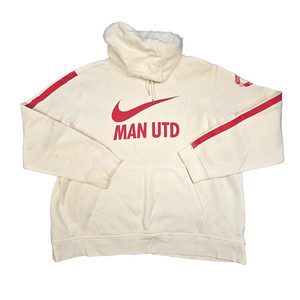 Manchester United FC Jumper Mens XLARGE White Football hoodie Nike Size XL