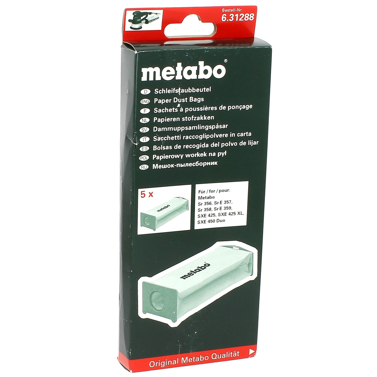 Metabo Bolsas Para Polvo Originales 5 Unidades, Modelo 631288000, Resistentes Y Fabricadas En Alemania