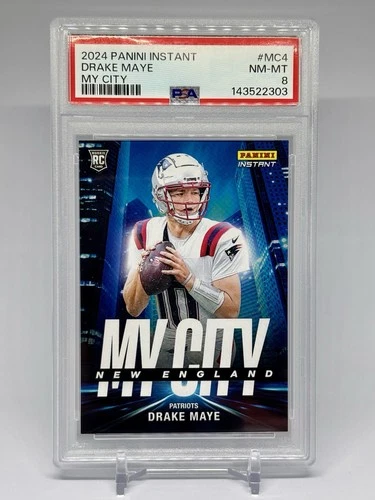 2024 Drake Maye Panini Instant My City #MC-15 /587 SP Rookie PSA 8