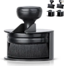 Car Tire Shine Applicator, Vegan Tire Shine Brush with Stand for 2 Black