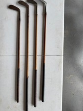 Set of 4 antique wood shaft golf clubs 2 midirons, niblic, and Kro Flite putter