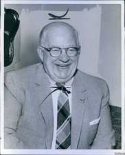 1957 Jack Adams Portrait Smiling Man Suit Glasses 8X10 Historic Vintage Photo