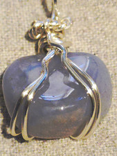 Blue Chalcedony Pendant on a Sterling Silver Necklace.