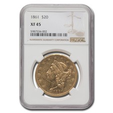 1861 $20 Liberty Gold Double Eagle XF-45 NGC
