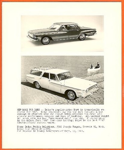 1962 Dodge Dart New Look Greater Performance Original Press Photo