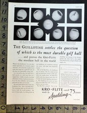 1929 SPORTING MEN GOLF A.G. SPALDING KRO-FLITE BALL NEW YORK EQUIPMENT AD FC8685