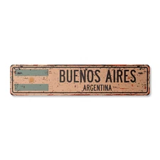BUENOS AIRES ARGENTINA Vintage Street Sign Argentinian flag city country rustic