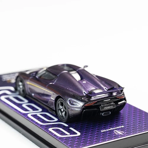 1/64 Alloy Diecast Car Model Koenigsegg Regera Purple Carbon Fiber - Picture 10 of 10