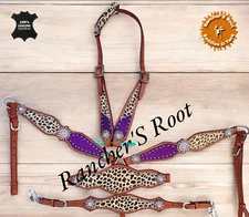 Purple with Cheetah Tack Set