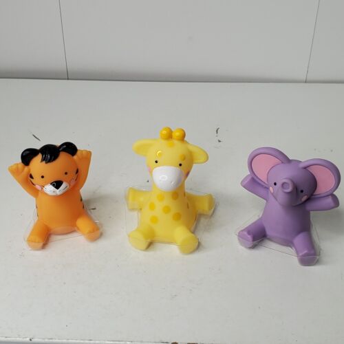 DECOPac Baby Animals Tiger Elephant Giraffe Bath Squirters Cake Topper Set Toy