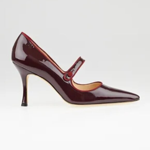 Manolo Blahnik Vintage Campari Burgundy Pointed Toe Mary Jane