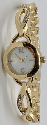 NEW LADIES WATCH Fresh Battery Gold Iced Infinity Band Hand Removable Link MOP