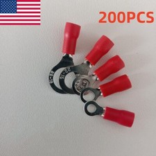 22-16 Gauge Car Ground Wire Ring Terminals Lug Vinyl Connectors Eyelet Red US