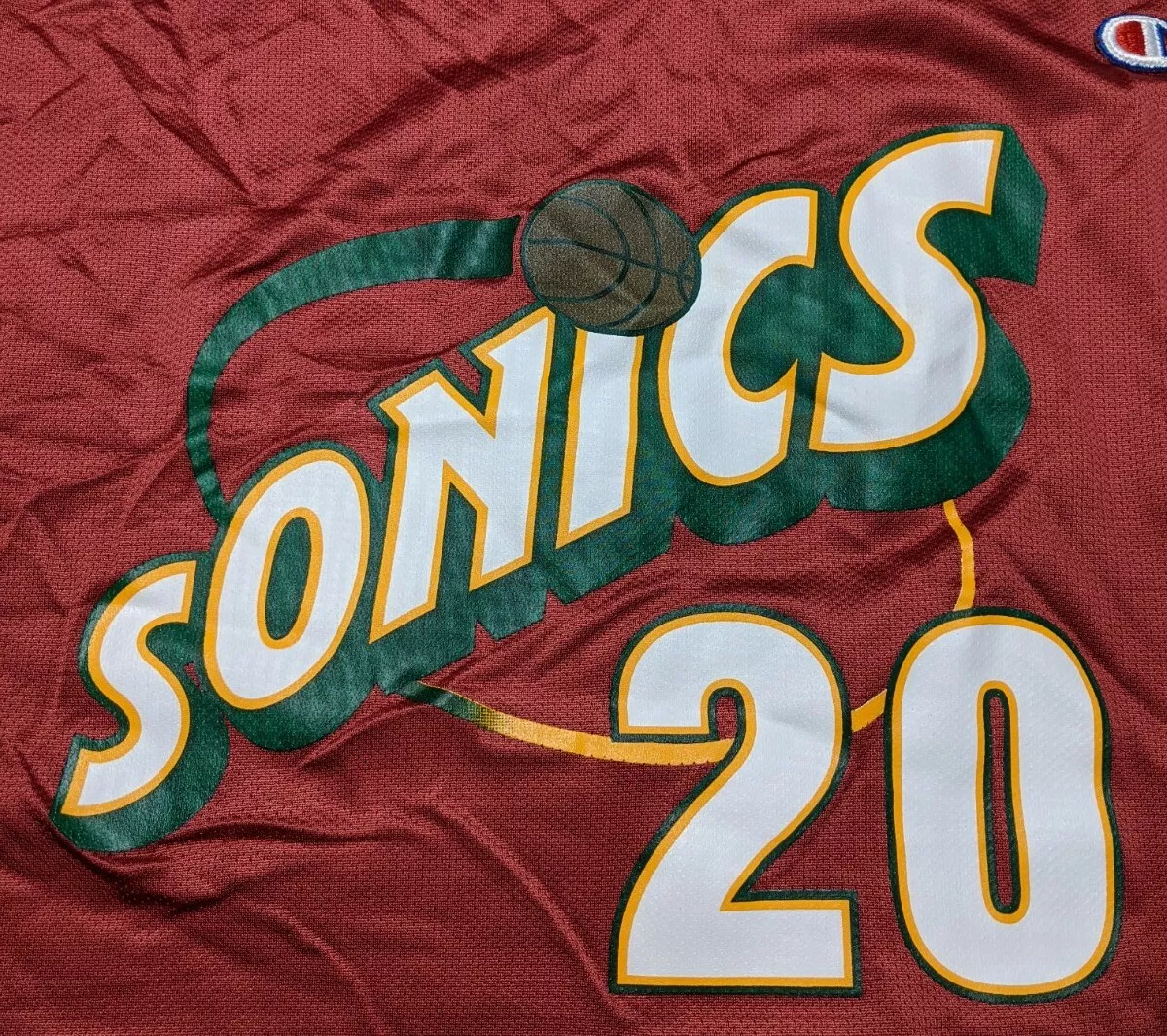 Vintage 1990's Gary Payton Seattle Sonics Champion Jersey Sz. L