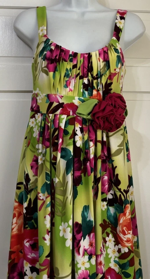 Женское яркое платье-футляр Muse Anthropologie с разноцветным цветочным узором размер 6 - Изображение 2 из 4