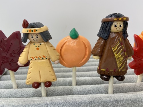 6 Thanksgiving Native American Lollipop Stick Cabochon Art Craft Party Decor - Picture 4 of 8