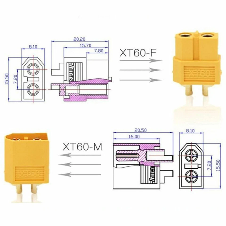 XT60 Adapter Buchse Stecker Parallel Adapter Y-Kabel Splitter 3-fach Akku 14AWG - Bild 2 von 4