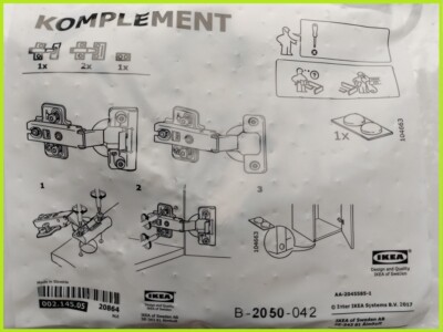 IKEA SCHARNIER PAX KOMPLEMENT SOFT CLOSE 3ER-PACK KLEIDERSCHRANK BRANDNEU 002.145.05