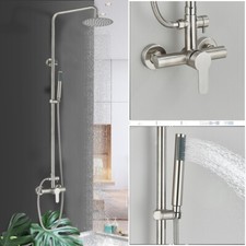 Brushed Nickel Bathroom Exposed Shower Faucet Set 8" Head Mixer Shower Fixtures