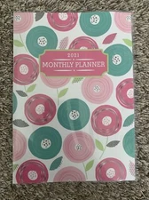 NEW 2021 Monthly Planner Multi Color Floral Design Jan-Dec 32 Pgs