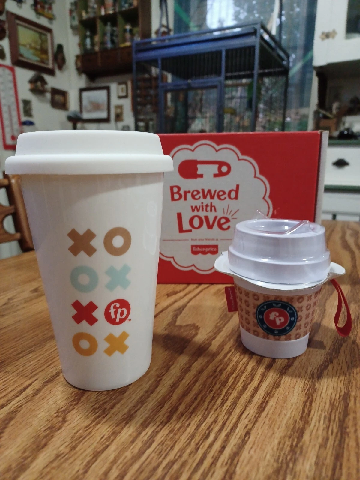 Fisher-Price Coffee Cup Teether & To-Go Cup Gift Set! Baby Shower Gift!