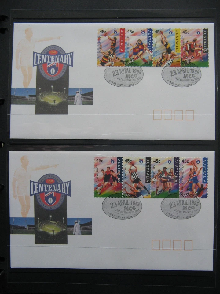AUSTRALIA, 4x cover FDC 1996, strips of 4 Rugby Australian football - Image 2 of 2