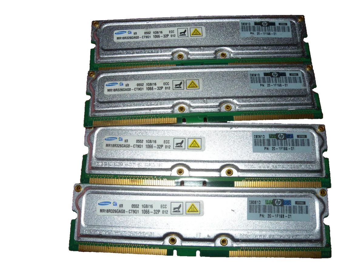 Samsung RAMBUS 1066-32P 4 x 1G/16 4096MB ,4GB MR18R326GAG0-CT9Q1