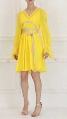max mara silk georgette dress €890🌟 MAX MARA yellow SILK georgette Dress Usa8_ It42_ De38_ Uk10_ Fr40