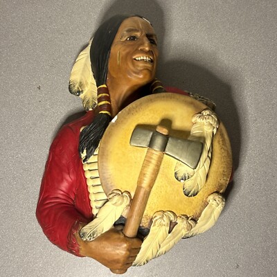 BOSSONS Vintage CHEYENNE 1967 Indian Chief CHALK Ware Hanging Figure