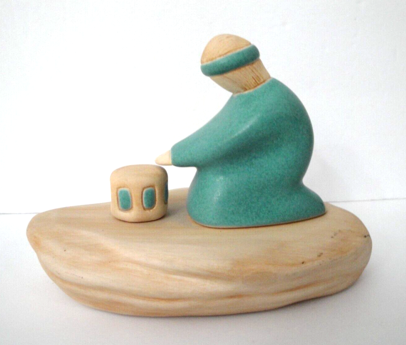 Jack Black Navajo Sculpture Pottery Figurine Man with Drum, Drummer, Signed