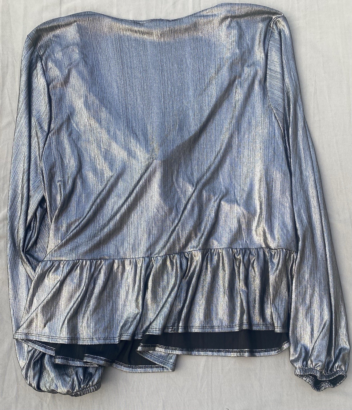 Bold Elements Womens Silver Metallic Knot Tie Holiday Party Top Long Sleeve 3xl