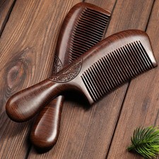 Unisex Sandalwood Comb Women Men Home Travel Wood Anti-Static Fine-Tooth Comb Wo