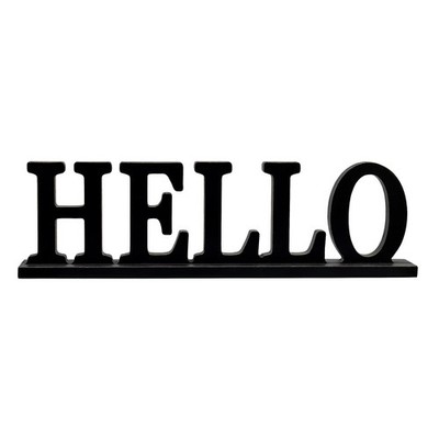 Rustic Wooden Signs Black Letters Decor Decorative Word Block Hello
