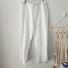 Chico's White Linen Wide Leg Pants Lagenlook Size 3 Large