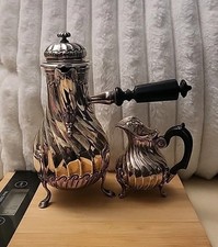 Chocolatière Et Pot A Lait En Argent Massif,LAPAR 