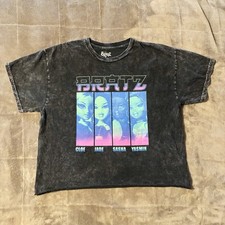 Bratz World Tour Graphic T-shirt Women XL Black Acid Wash Short Sleeve