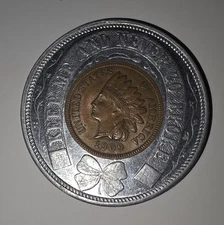 1909 Indian Head Cent Keep Me And Never Go Broke AU-BU Kansas City Mo Stock Yard