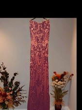 Windsor Burnt Orange Sequin Formal Dress Gown Prom Princess