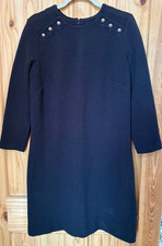 Ann Taylor Medium Black Cotton Blend Long Sleeve Round Neck Shift Dress