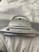 Sony CFD-E10 Portable Boombox CD Player AM/FM Radio Silver Headphone Jack