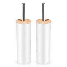 Compact Toilet Brush and Holder 2 Pack,SetStainless Steel Handle Toilet Brush...