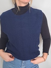 Vtg Pendleton Navy Blue Virgin Wool Sleeveless Sweater Vest M USA Floral Womens