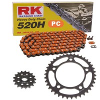Kettensatz Aprilia RS 125 Extrema 93-03 Kette RK PC 520 H 106 Offen Orange 1