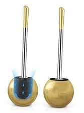Toilet Brush and Holder 2 Pack, 304 Stainless Steel Toilet Brush with Gold