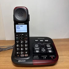 Panasonic Amplified 2 Cordless Phones w/ Bluetooth Voice Black KX-TGM430