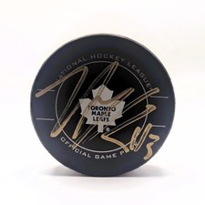NAZEM KADRI SIGNED TORONTO MAPLE LEAFS GAME PUCK UDA COA NHL