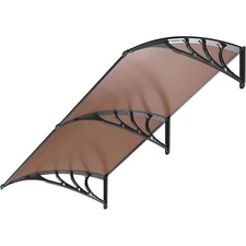 40"x80'' Polycarbonate Window Door Outdoor Awning Canopy w/ black Bracket Brown