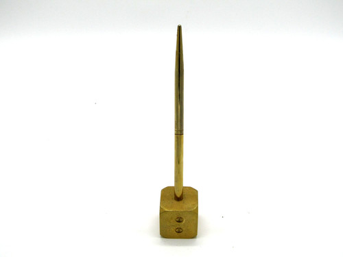 Solid Brass Casino Dice Pen Holder Heavy Paperweight Desk Stand W/ Pen Vintage